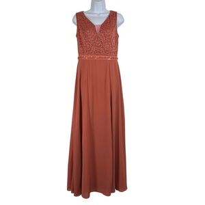 Missmay Retro Gorgeous City Lace Maxi Dress Blush Pink Beaded Waist Size M Prom